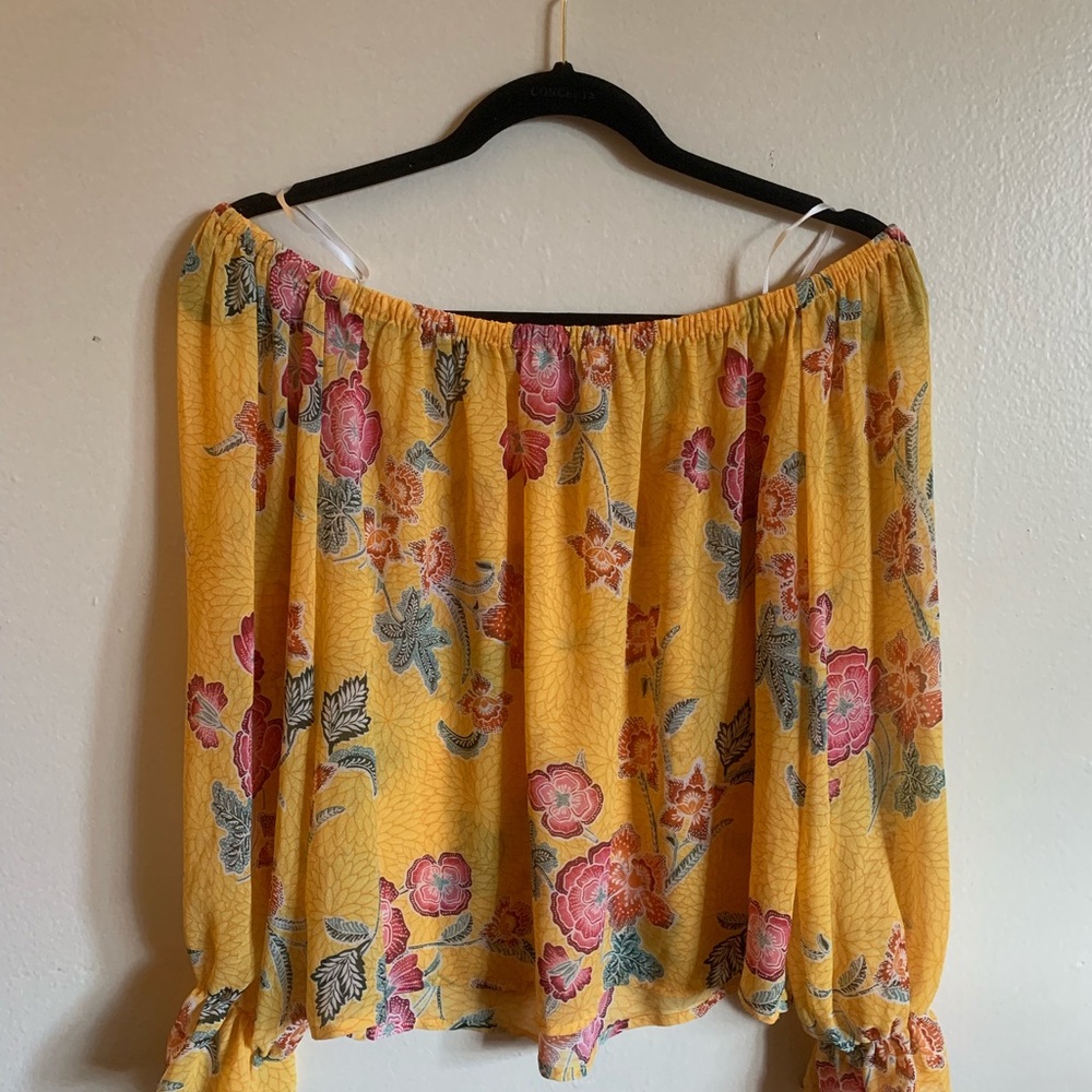 Yellow Floral Off The Shoulder Blouse